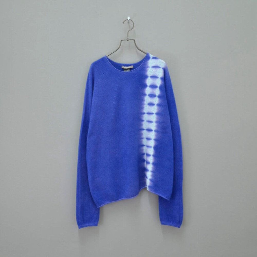 suzusan cashmere cropped sweater - Shiburi indigo artisan knit pullover - M EUC
